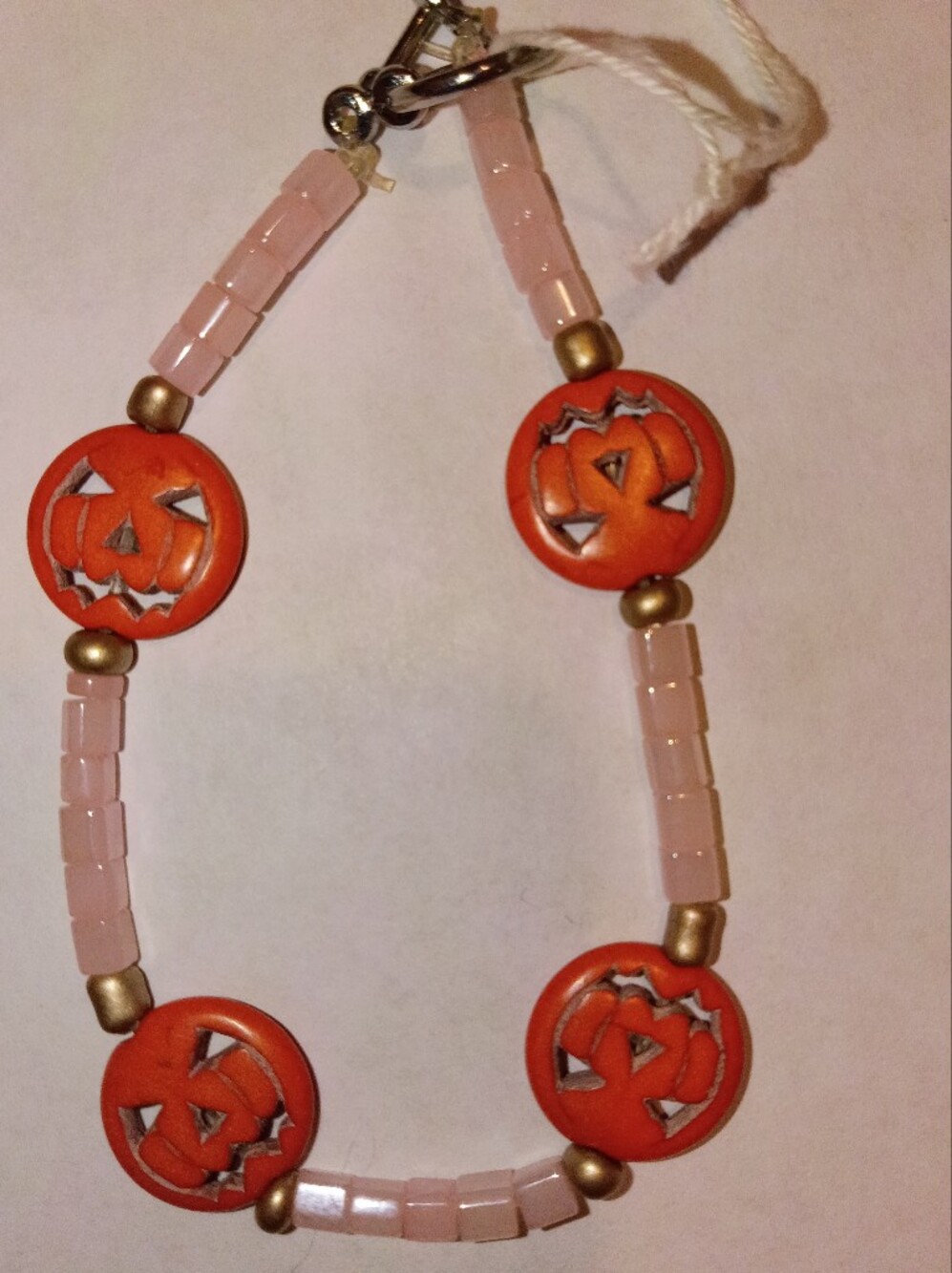 Orange Halloween Pumpkin Bead Bracelet - Women Jewelry